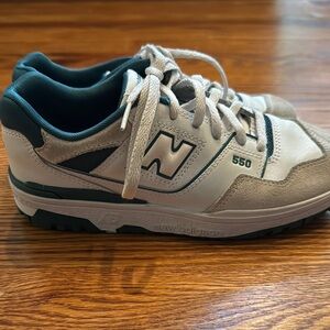 New Balance White and Green Sneakers Classic Athletic Design